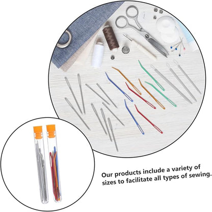 CIMAXIC Large Eye Curved Needles Set for Sewing Crochet Knitting Tapestry Embroidery Aluminum Needles with Storage Case