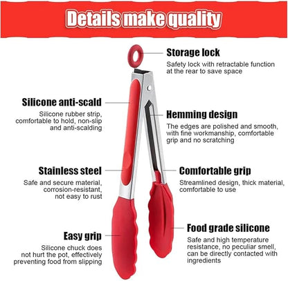 BBQ 7/9/12 Inch Small Clips Bread Barbecue Tongs Steak Clip Food Clips BBQ Cooking Baking Salad Kitchen Accessories Accessories(7inch black)
