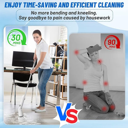 Electric Spin Scrubber Cordless BestMal 9 in 1 Tornado Scrub Shower Scrubber Power Scrubber for Cleaning Electric Scrubber for Cleaning Shower Brush Electric Grout Scrubber Bathroom Cleaning Tools
