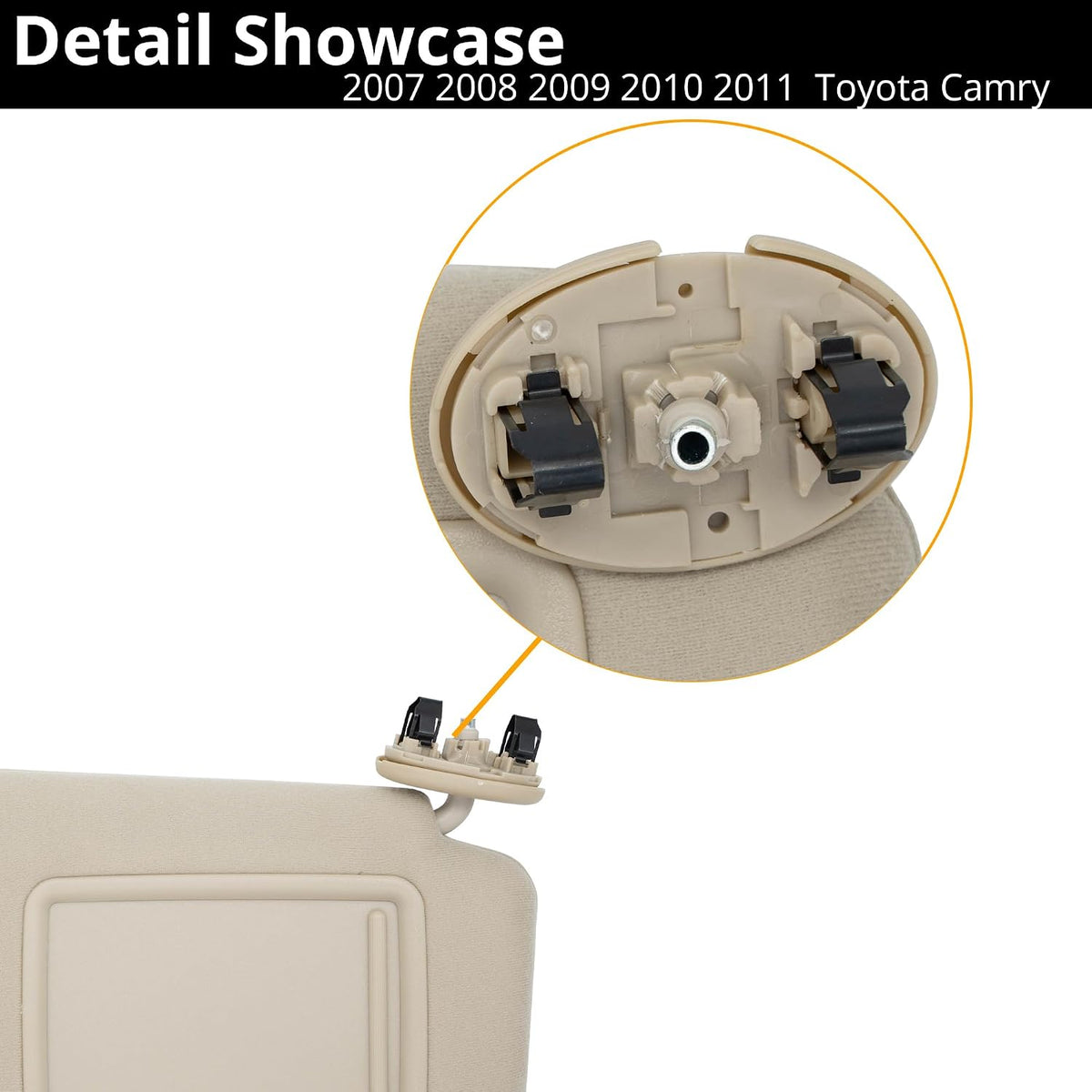 Sun Visor Fit for 2007-2011 Toyota Camry Right Passenger Side W/O Light Color: Beige,Replace# 74310-06750-E0