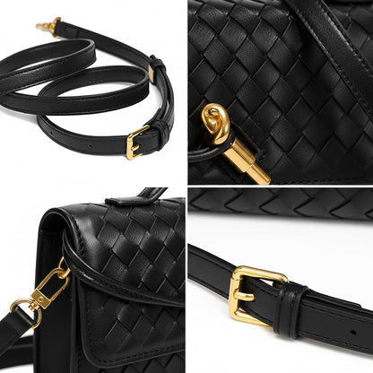 Woven Bags Evening Clutch Purses Bags for Women With Adjustable Long Strap Crossbody Handbag Wallets PU Leather