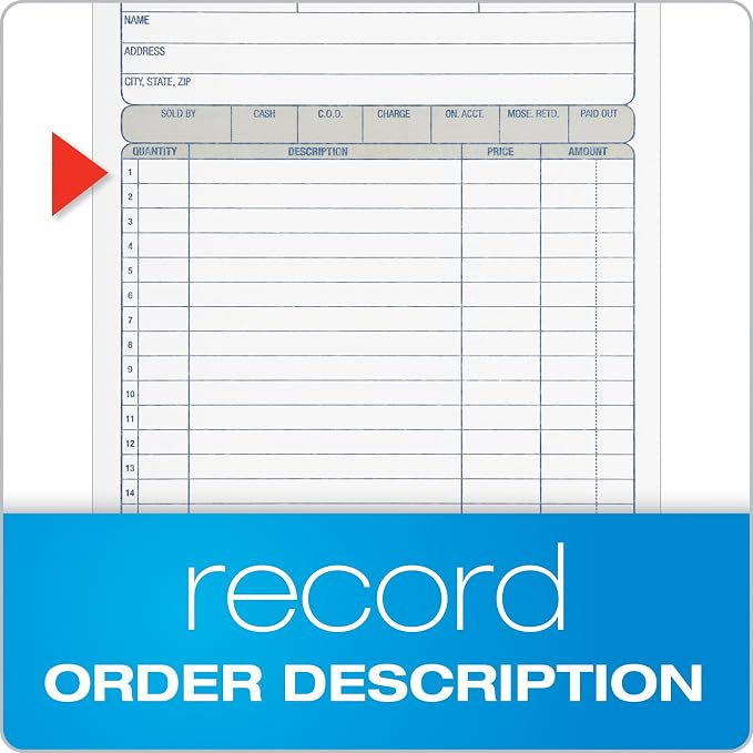 Adams Sales Order Book, 3-Part Carbonless, White/Canary/Pink, 5-9/16" x 8-7/16", 50 Sets (TC5805)