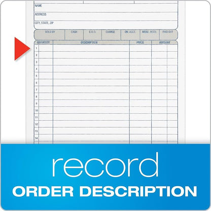 Adams Sales Order Book, 3-Part Carbonless, White/Canary/Pink, 5-9/16" x 8-7/16", 50 Sets (TC5805)
