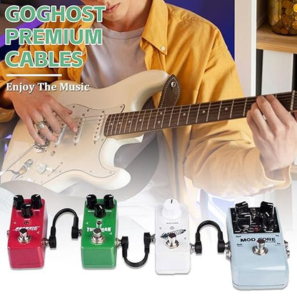 3FT Guitar Patch Cables, 1/4" TS Right Angle Effect Pedal Flat Cables