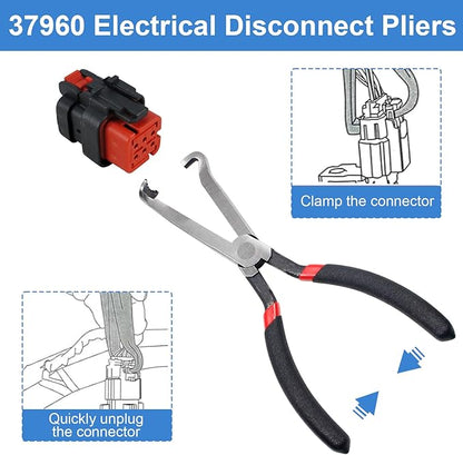 37960 Electrical Disconnect Pliers, 8 inch Automotive Electrical Connector Pliers for Auto Mass Air Flow Sensors, Fuel Injectors, Ignition Coils and Other Auto Parts (Red)