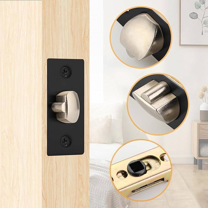Adjustable Door Latch 2-38''(60mm)or 2-34''(70mm), 45 Turning Angle Universal Door Lock Replacement Part with 516'' Square Hole, Suitable for Interior Door and Front Door Leverset Latch.