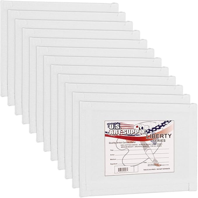 US Art Supply 8 X 10 inch Professional Artist Quality Acid Free Canvas Panel Boards for Painting Value Pack of 12 (1 Full Case of 12 Single Canvas Board Panels)