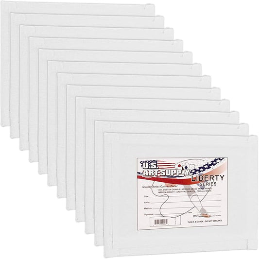 US Art Supply 8 X 10 inch Professional Artist Quality Acid Free Canvas Panel Boards for Painting Value Pack of 12 (1 Full Case of 12 Single Canvas Board Panels)