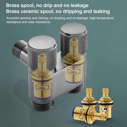 LiebeWH 1 In 2 Out Dual Control Valve G1/2in Male Thread Angle Stop Valve Toilet Bidet Sprayer Faucet Accessories for Washing Machine