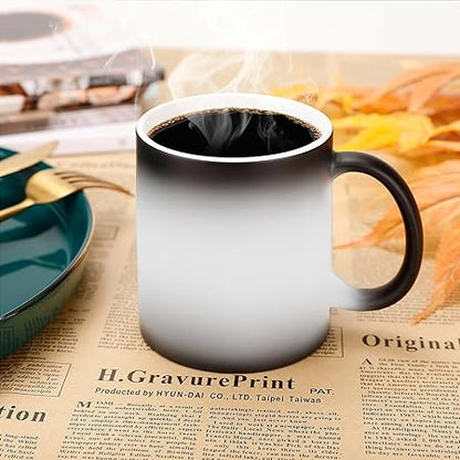 Custom Magic Photo Coffee Cups, Personalized Color Changing Coffee Mug with Picture Text- Heat Sensitive, Tazas Personalizadas Gifts for Men  Women (Ceramic, Color-Changing Mug)
