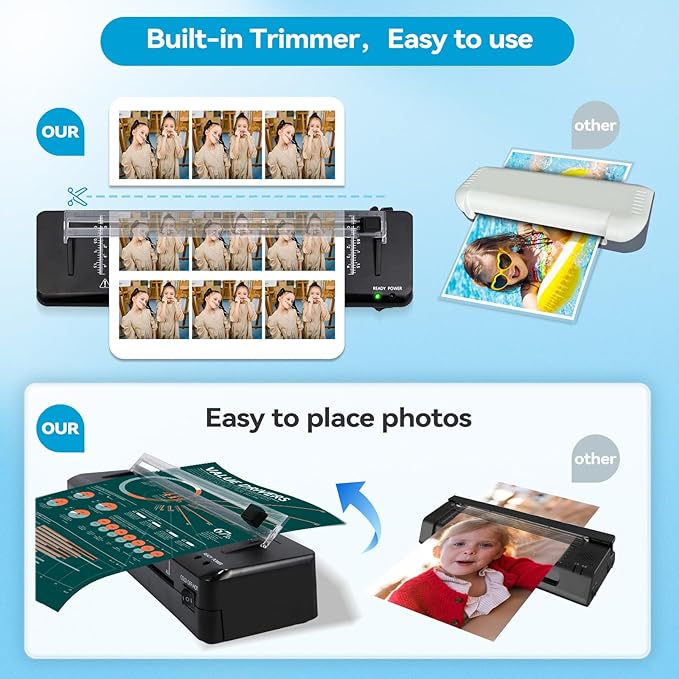 Laminator Machine A3 Laminating Machine with Built-in Trimmer, Fast Warm-up 13 Inch Cold and Thermal Lamination with 50 Laminating Sheets, 5-in-1 Portable Laminators for Home Office School Use