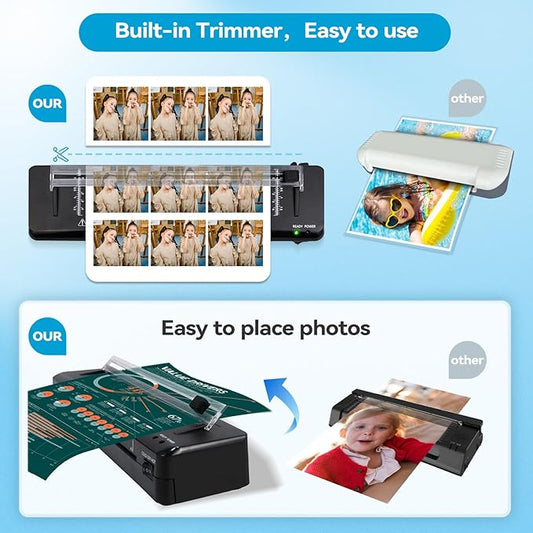 Laminator Machine A3 Laminating Machine with Built-in Trimmer, Fast Warm-up 13 Inch Cold and Thermal Lamination with 50 Laminating Sheets, 5-in-1 Portable Laminators for Home Office School Use