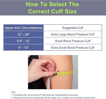 Replacement Extra Large Cuff for Omron BP Monitors 22-52CM Big Arm - Adjustable XL Blood Pressure Cuff, Includes 4 Universal Interface, Blood Pressure Monitors Large Cuff Compatible