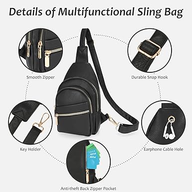 Sling Bag, Crossbody Bags for Women, Faux Leather Fanny Pack Cross Body Bag, Purses for Women Trendy