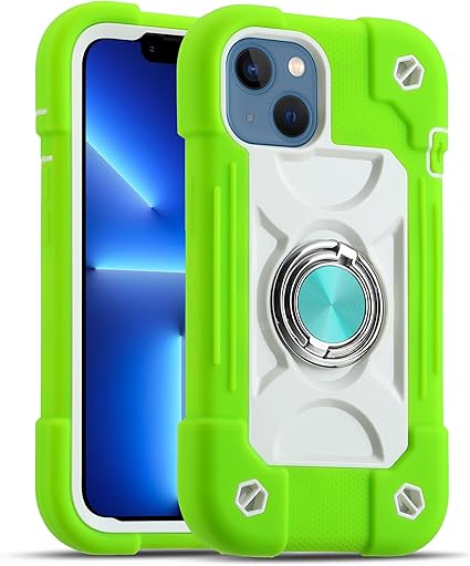 MARKILL Compatible with iPhone 14 CaseiPhone 13 Case 6.1 Inch with Built-in 360Rotating Ring Stand, Military Grade Drop Protection Full Body Rugged Heavy Duty Protective Durable Cover. (Guava)