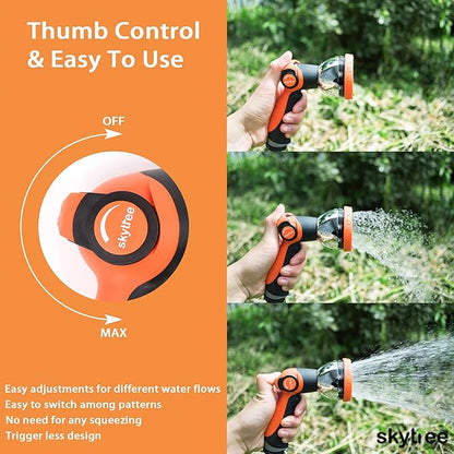 Hose Nozzle, Metal Garden Spray Hose Nozzle, 10 Patterns Thumb Control Hose Sprayer Nozzle in Lawn and Garden