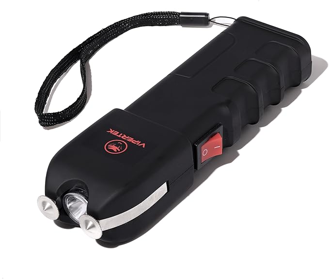 VIPERTEK VTS-989 Stun Gun for Self Defense Rechargeable with LED Flashlight