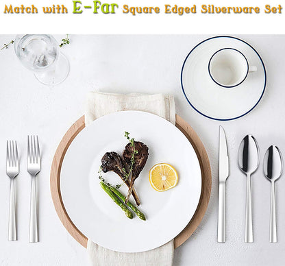 Salad Forks Set of 5, E-far 6.7 Inch Stainless Steel Dessert Forks for Home, Kitchen or Restaurant, Non-toxic & Mirror Polished, Squared Edge & Dishwasher Safe