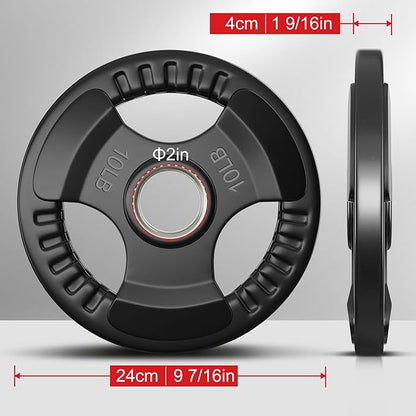 Elevens Rubber Weight Plates 2-Inch Cast Iron Grip Plates Olympic plates for Weightlifting, Strength Training, Muscle Toning, Crossfit in Home  Gym
