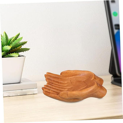 DECHOUS Elegant Hand Carved Wooden Bowl Table Decor Key Holder Wooden Snack Bowl Home Artistry