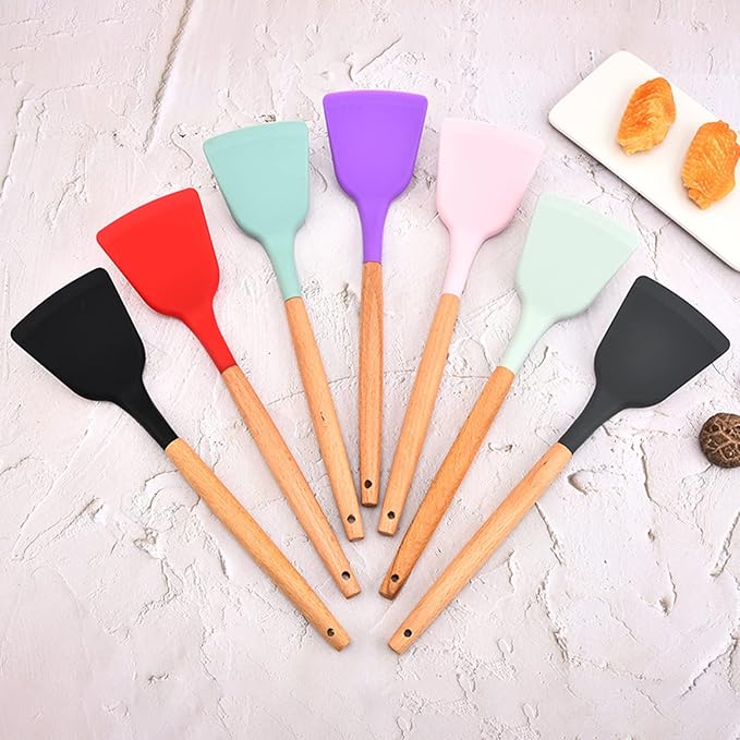 Flexible Silicone Spatula, Baking Shovel Easy to Clean Non-stick Cooking Silicone Shovel for Nonstick Cookware Home Accessories Pink