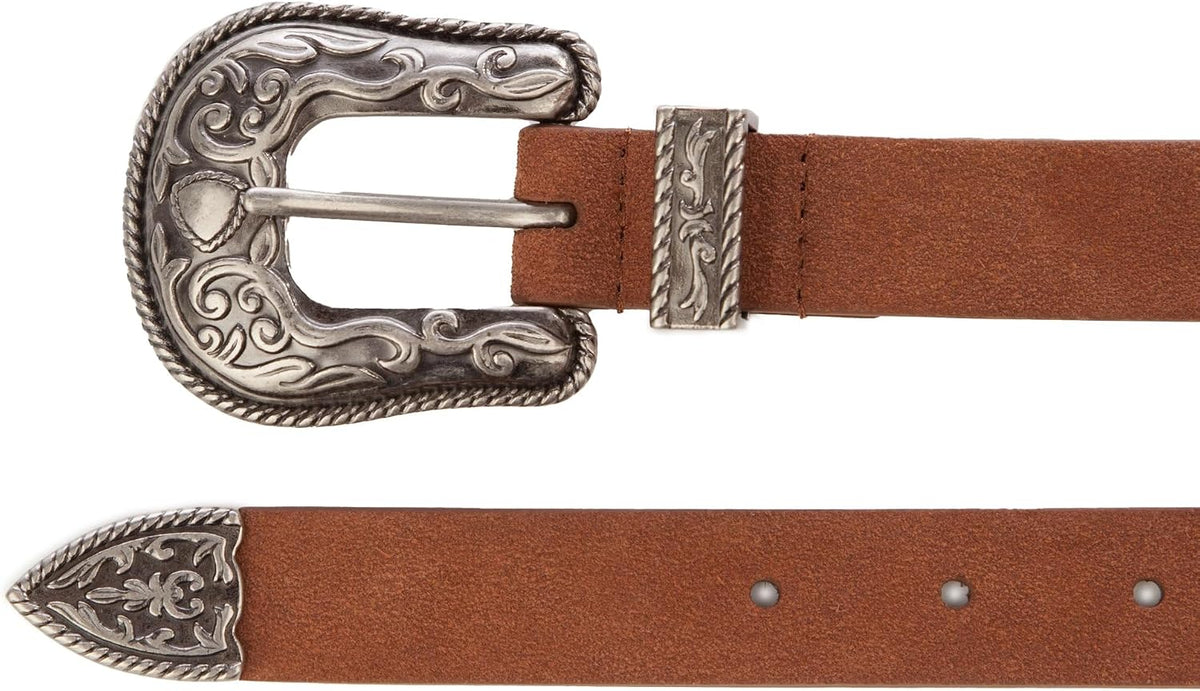 Lucky Brand Women's Western Leather Belt | Classic | Fashion | Vintage | Buffalo Leather | Western-Inspired