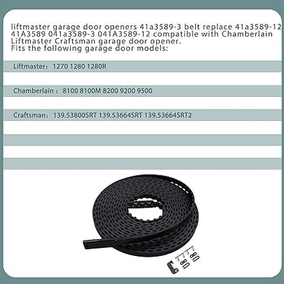 2025 Upgrade 41A3589-3 41a3589-12 Garage Door Drive Openers Belt Assembly for 7 ft Garage Door Opener Belt Length 233" Compatible with Liftmaster Chamberlain Craftsman Garage Door 5-Year QA