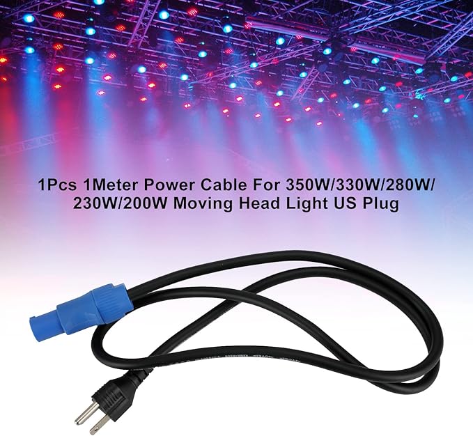 1Meter Power Cable For 350W, 330W, 280W, 230W, 200W Moving Head Light US Plug (1Pcs)