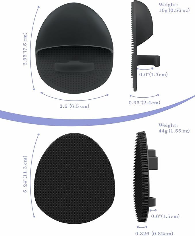 Manmihealth Soft Silicone Face Scrubber Exfoliator with Deep-Cleaning Silicone Shower Brush Body Scrubber Set(2 PCS), Super-Lathering, Gentle-Exfoliating and Massaging (Black2)