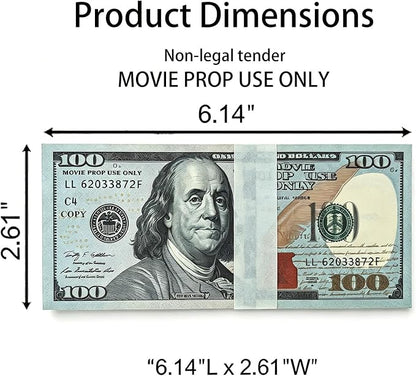 Glemall 100 Pcs 100-Value Play Money Bills for Kids, Educational Game Money for Classroom Rewards, Math Practice, Pretend Play and Board Game Accessories, Not Legal Tender (100, 100-Value Bills)