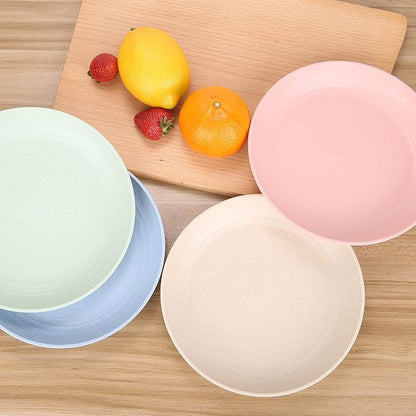 10 Inches Unbreakable Wheat Straw Plates - Reusable Plate Set - Dishwasher & Microwave Safe - Perfect for Dinner Dishes - Healthy, BPA Free & Eco-Friendly (10 Inches)