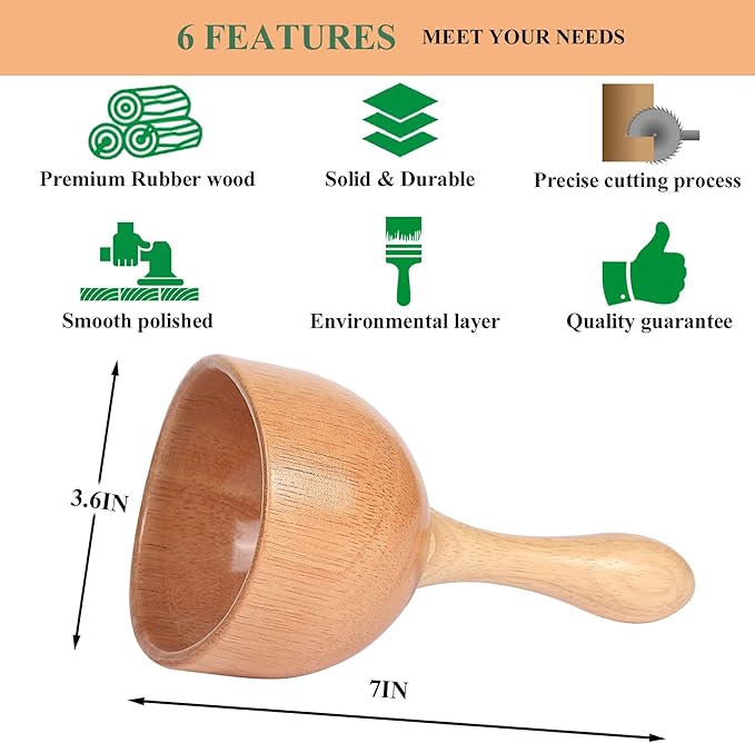 Handhleld - Wooden massage cup for wood therapy, body sculpting tools for wood therapy, lymphatic drainage, anti-cellulite, muscle pain relief