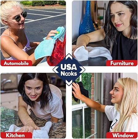 USANOOKS Microfiber Cleaning Cloth Grey - 12 Pcs (12.5"x12.5") - High Performance - 1200 Washes, Ultra Absorbent Microfiber Towel Weave Grime  Liquid for Streak-Free Mirror Shine - Car Washing Cloth