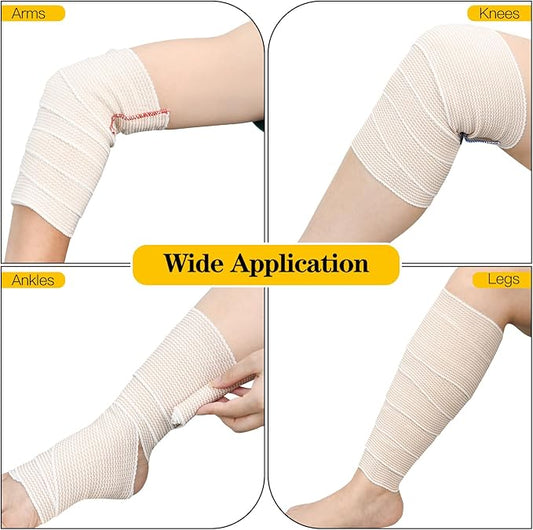 2 Pack 3" Premium Elastic Bandage Wrap, Reusable Hook and Loop Compression Wrap Bandage for Knees, Anks, Wrists, Legs, Body(2 Pack 3" Bandage)