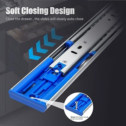 SLIDEWAY 200 Lbs Soft Close Heavy Duty Drawer Slides 1 Pair 14 16 18 20 22 24 26 28 Inch Full Extension Ball Bearing Sliding Rails Cabinet Runners Tracks Tool Box Glides-Soft Closing 22"