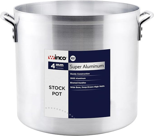 Winco USA Super Aluminum Stock Pot, Heavy Weight, 8 Quart, Aluminum, Metallic