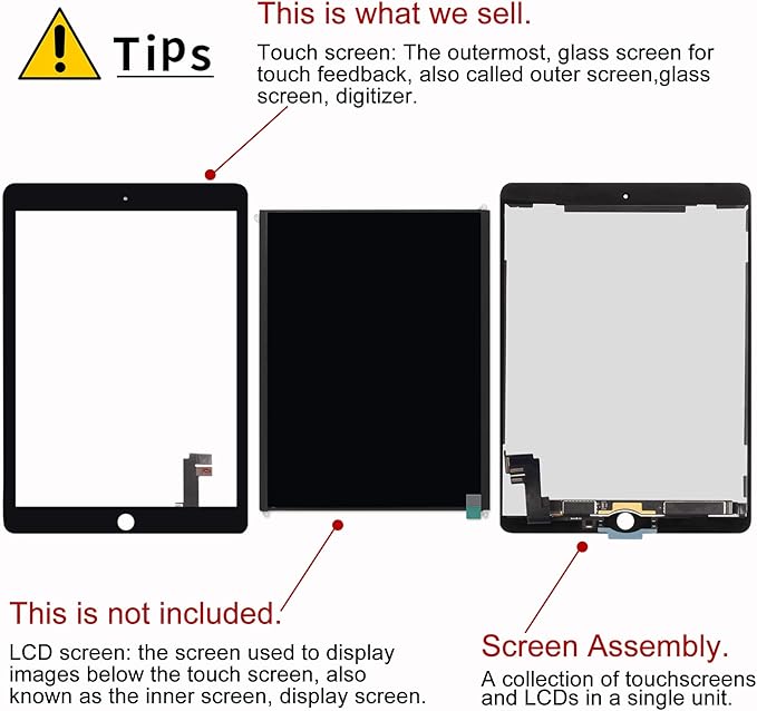 A-MIND For IPad Air 2 A1566 A1567 Touch Screen Digitizer Replacement Ooa LCD Not IncludeOoaNO Home ButtonOoa With Screen ProtectorRepair Tools(Black)