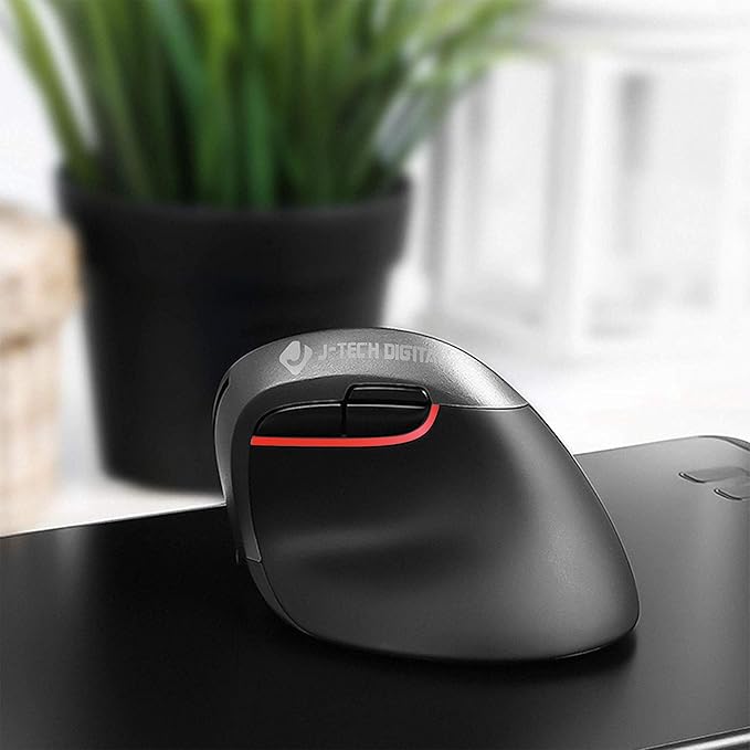 J-Tech Digital Wireless Ergonomic Vertical Mouse for Small Hands with USB Nano Transceiver, AA Battery, 3 DPI, Compatible with Mac and PC, Black V628M-2.4G