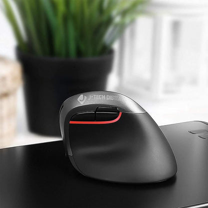 J-Tech Digital Wireless Ergonomic Vertical Mouse for Small Hands with USB Nano Transceiver, AA Battery, 3 DPI, Compatible with Mac and PC, Black V628M-2.4G