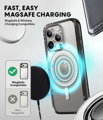 CASETiFY Compact iPhone 16 Pro Max Case [Slim and Sleek/Compatible with Magsafe / 4 ft. 2X Military Grade Drop Protection] - Two Little Koi - Clear Black