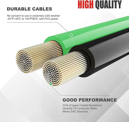 Jumper Cables 4 Gauge 20 Feet with Smart Safety Protector - Heavy Duty Battery Booster Cable with Reverse Polarity Protection, Carry Bag, Safety Gloves and Iron Brush Included(4AWG x 20FT)