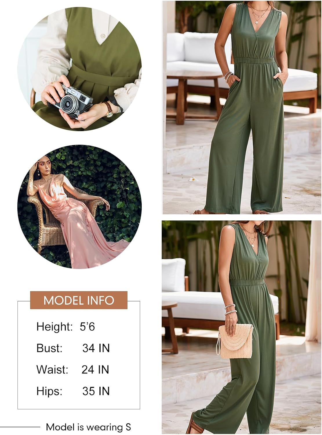 Dokotoo Sleeveless Jumpsuit Wrapped V Neck Elegant for Womens Dressy Casual 2025 One Piece Romper Outfits