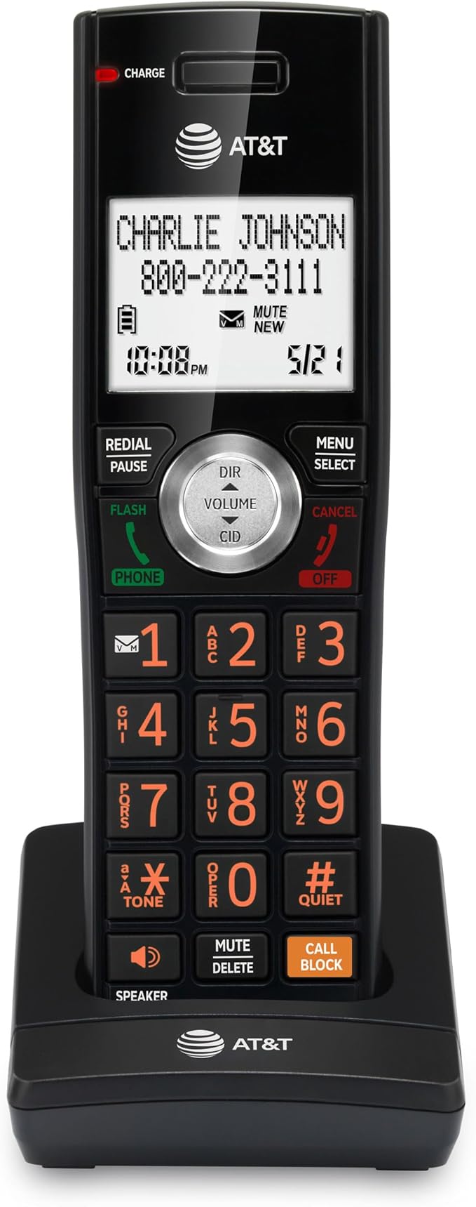 ATT CL80067 Accessory Handset for CL82x07, CL82x57, CL82x67, CL83x07, CL84x07 Series Cordless Phone for Home with Call Blocking, Caller ID Announcer, Intercom, and Long Range, BlackWood Grain Finish