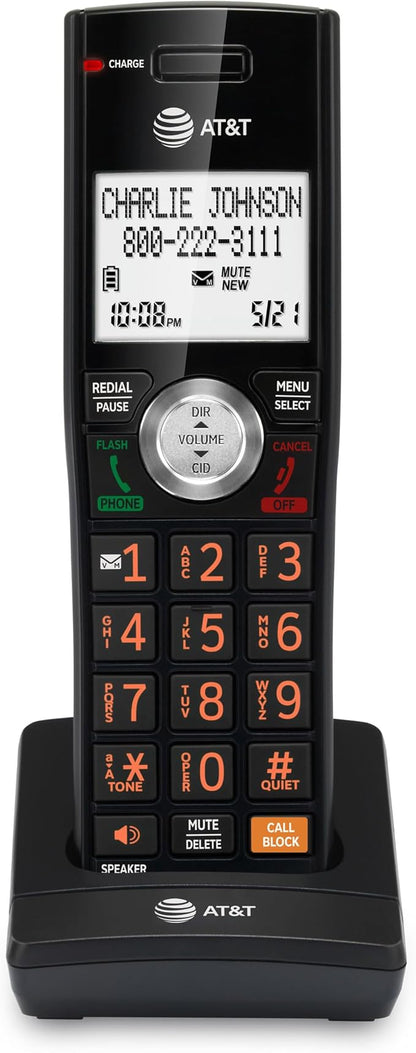 ATT CL80067 Accessory Handset for CL82x07, CL82x57, CL82x67, CL83x07, CL84x07 Series Cordless Phone for Home with Call Blocking, Caller ID Announcer, Intercom, and Long Range, BlackWood Grain Finish