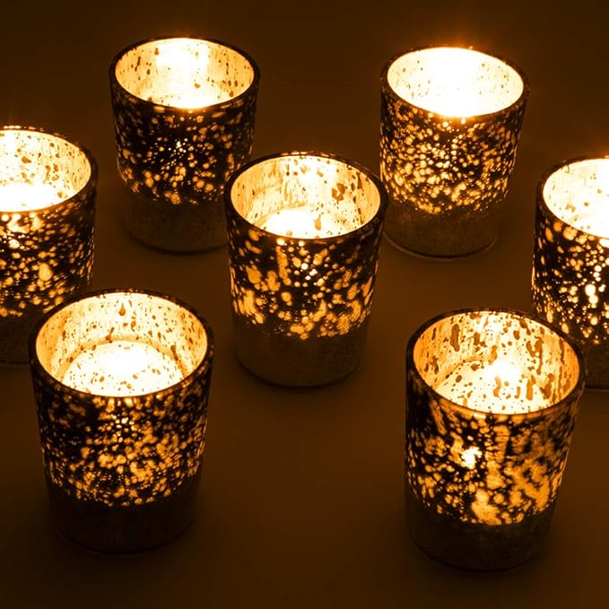 Koyal Wholesale 2.6" Tall Mauve Frosted Ombre Mercury Glass Votive Candle Holders, Set of 12, Bulk Tealight Holders