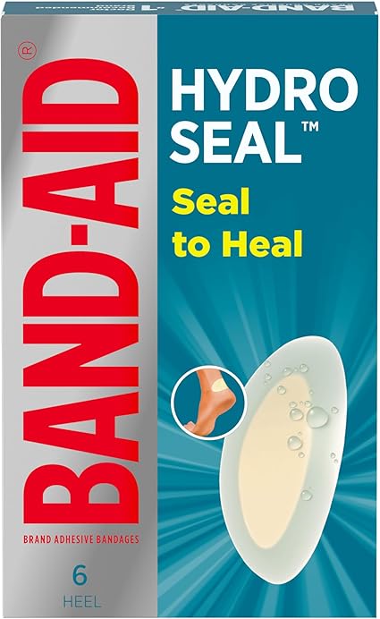 Band-Aid Brand Adhesive Bandages Hydro Seal Wound Care Bandages, Hydrocolloid Gel Heel Bandages Support Better Healing for Blisters, Cuts  Scrapes, Long Lasting Waterproof Bandages, 6 ct