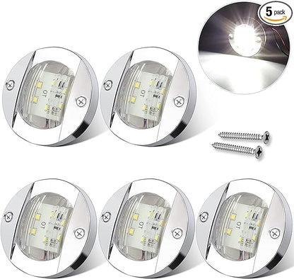 5Pcs White DC 12V 3 Inch Round Marine Boat Interior Lights Transom Mount Led Stern Anchor Lights LED Night Fishing Lights IP67 Waterproof Deck LED Courtesy Light