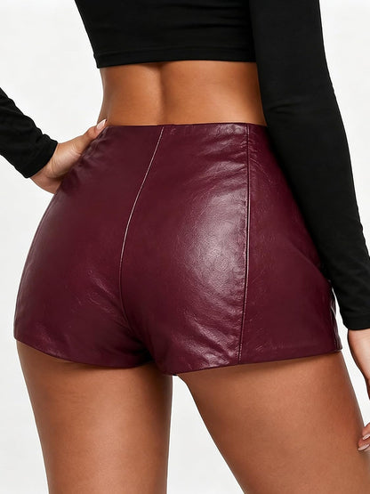 Women's Faux Leather Shorts Low Rise Skinny Micro Shorts Rave Club Hot Pants