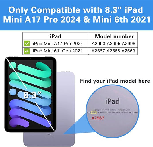 ProCase Smart Case for iPad mini 7 A17 Pro 2024iPad Mini 6 2021 8.3 Inch iPad mini 7th6th Gen Case, Hard Back Cover for iPad mini 8.3" 7th Gen A2995A2996A29936th Gen A2567 A2568 A2569 -Navy