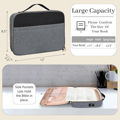 Dofilachy Bible Covers for Women - Stylish Bible Case for Women - Large Bible Cover with Durable Handle - Bible Carrying Case for Girls Boys Kids with Metal Zipper - Bible Bag Journal Case